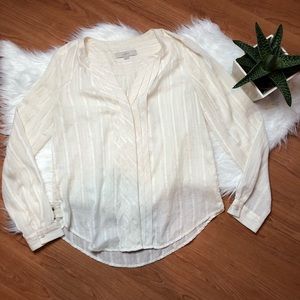 Loft Medium Sparkle Stripe Sheer Blouse Medium